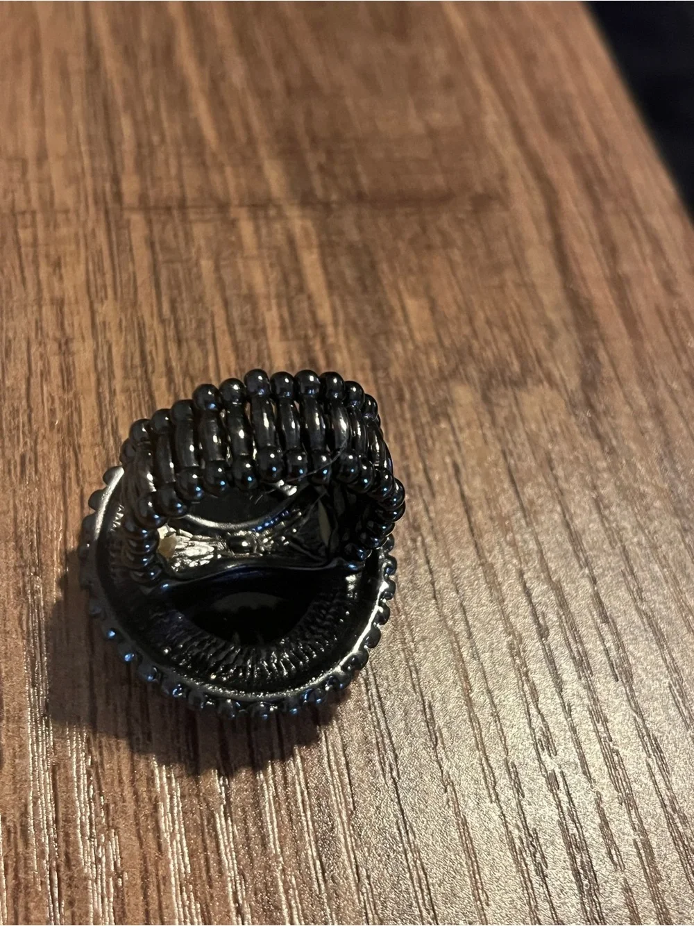 Black Crystal Halo Statement Adjustable Ring - Women Jewelry